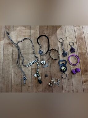 Vtg 90s Y2K Spice Girls Photo Bracelet, Virgo Necklace, Heart Lock Mall Goth lot